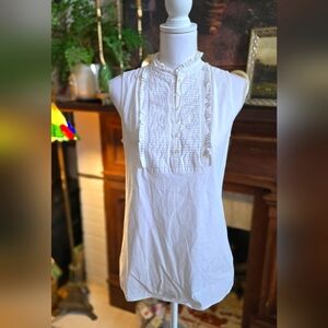 J. Crew White Sleeveless Pleated Bib Top Size 6